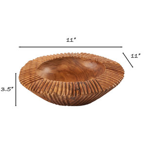 Bol décoratif en bois Harrison fabriqué à la main, pièce maîtresse d'accent naturel pour la maison pour le salon - Product Image 2