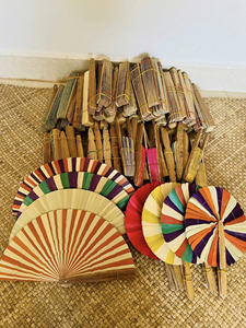 Abanico de Hojas de Palma, Abanico Plegable Tejido a Mano para Recuerdo de Boda, Decoración, Logotipo Personalizado de Vietnam, Ms Violet - Product Image 6