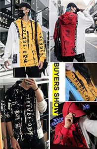 Sudadera con capucha con estampado de peso pesado para hombre Sudadera de punto de algodón 100% con patrones Tie-Dye y adornos en contraste - Product Image 6