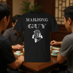 T-shirt promotionnel Mahjong Guy Ma Jiang, jeu chinois, ensemble de tuiles Mah Jongg, cartes - Product Image 3