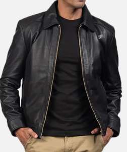 2024 última moda personalizada a prueba de viento chaqueta de cuero con cuello levantado para hombres tela de alta calidad chaqueta de invierno de talla grande Color puro - Product Image 6