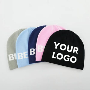 Alta calidad, personalice su propio logotipo, diseño gráfico, sombrero Jacquard Skully, gorros de punto reversibles de acrílico suave, producto Premium - Product Image 1