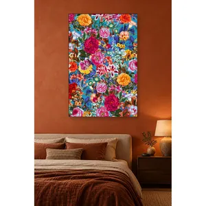 Fida Jardin secret coloré sur fond turquoise Impression sur toile - Product Image 1