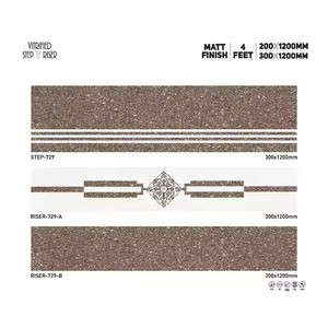 Vistaar Matt Finish <b>Printed</b> Marble Step 1200x300mm Riser 1200x200mm Porcelain Brown Stair Tiles - Product Image 3