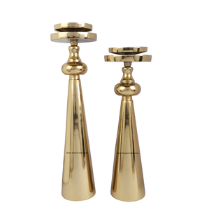 Juego de 2 portavelas de pilar de huracanes, soporte de huracanes dorado brillante de Metal y vidrio para decoración navideña y del hogar - Product Image 3