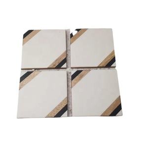 Sujetadores de resina con aspecto de mármol de estilo clásico, posavasos de madera con incrustaciones, accesorios, Material ecológico, precio al por mayor, alfombrilla tipo/almohadilla - Product Image 6