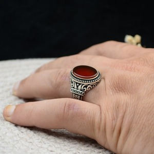 Sterling <b>Silver</b> <b>Ring</b> <b>Men</b> Handmade Turkish Handmade <b>Men</b> Red Agate <b>Ring</b> Ottoman Onyx <b>Silver</b> 925 Stamp Jewelry Gift For <b>Men</b> - Product Image 1