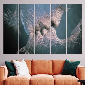 Art Contemporain Sensuel pour Couples : Œuvre d'Art Imprimée sur Toile Élégante, Design Plat, LOT DE 5 TOILES - Product Image 1
