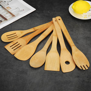 Herramientas de cocina de bambú sostenibles más vendidas, juego de Espátulas de cocina ecológicas, juegos de utensilios naturales - Product Image 6