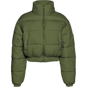 Chaquetas acolchadas con cuello levantado para mujer, 100% de poliéster, cierre de cremallera de alta calidad, chaqueta acolchada de burbujas teñida Lisa para mujer - Product Image 5