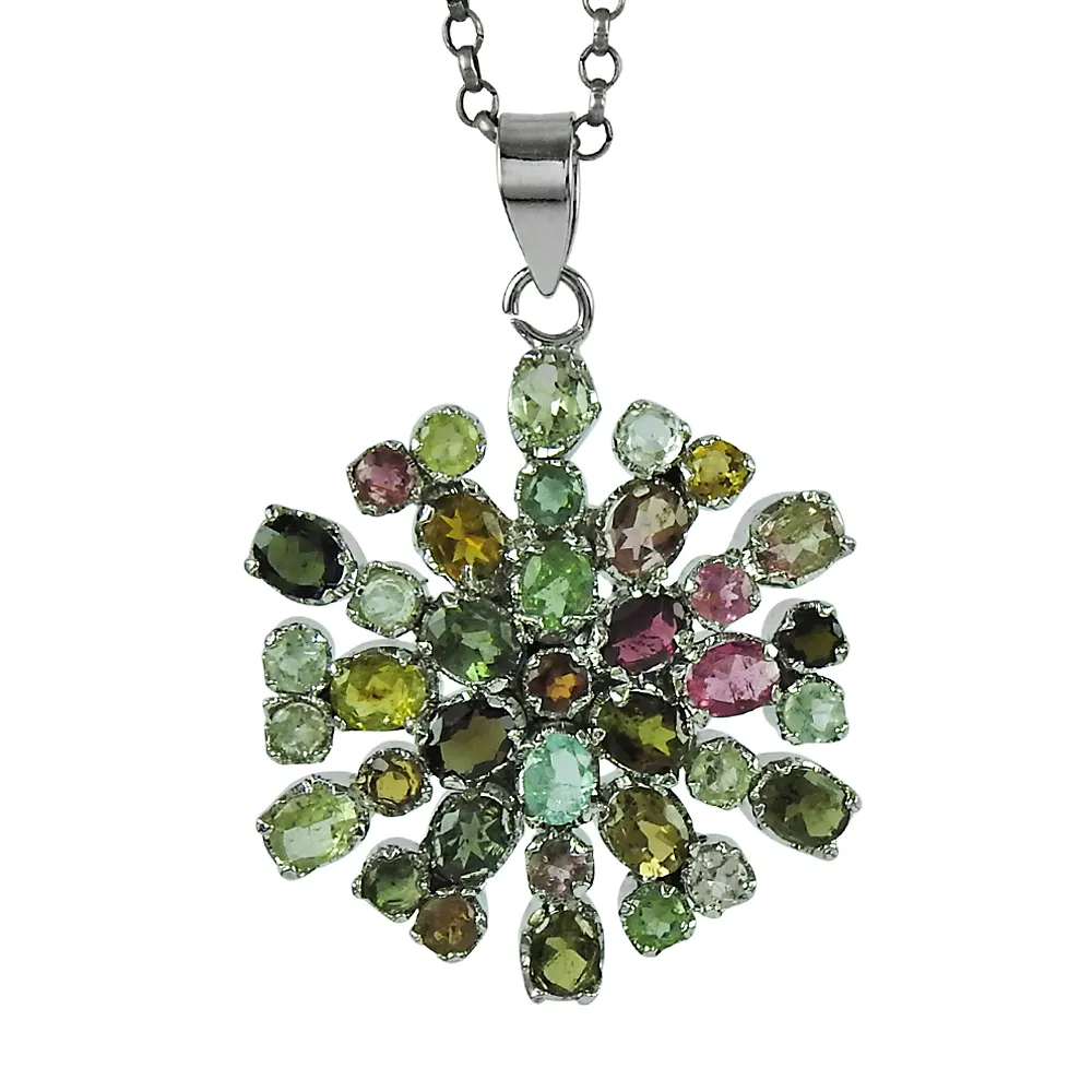 # Multi Tourmaline Pendentif # Fabulous Design 925 Sterling Silver Natural Gemstone Round Shape Bijoux faits à la main Fournisseurs en gros