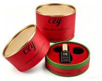 Boîte Cadeau Cylindrique pour Parfum avec Doublure en Velours, Emballage en Tube de Papier pour Bouteilles d'Huiles Essentielles et Cosmétiques, Estampage à Chaud, Recyclé