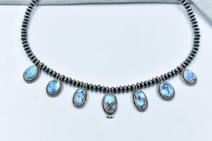 Collier en argent sterling Golden Hill Turquoise fait à la main avec chaîne réglable - Product Image 3