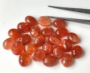 Piedra solar naranja natural cabujón ovalado suelto 3x5mm-10x14mm piedra preciosa trasera plana para la fabricación de joyas - Product Image 3