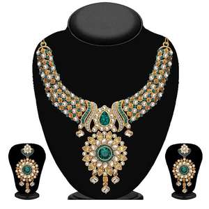 Kriaa Luxury Vintage Blue Stone and Kundan Necklace <b>Set</b> with Gold Plated <b>Pearl</b> Fine <b>Jewelry</b> for Gift - Product Image 1