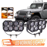 140W LED Zweifarbiges Fahrlicht 6 Zoll Fern- und Abblendlicht Bernstein-Weiß Spotlight für Motorrad ATV SUV LKW 4x4
