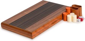Juego de mesa de estrategia clásico Pasadena, juego de backgammon con incrustaciones de madera con piezas acrílicas, tazas de dados de madera para niños y niños - Product Image 4