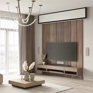 Mueble de TV de madera con diseño personalizado para sala de estar, mueble grande de TV con soporte de madera maciza