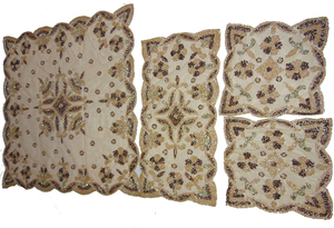 Khăn trải bàn tròn bảng Bìa tùy chỉnh đám cưới vàng Net <span class=keywords><strong>Bead</strong></span> thêu bảng vuông Bìa Paisley tiệc bảng vải - Product Image 3