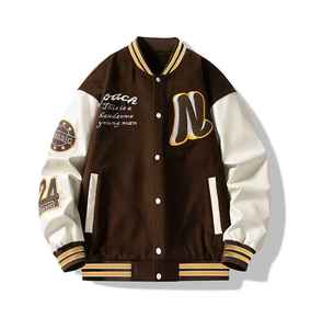 Veste d'université authentique pour hommes en cuir d'agneau véritable en cuir de vachette véritable Conceptions personnalisées disponibles Doublure en toile - Product Image 2