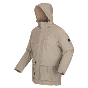 High Quality Men Tan Colour <b>Padded</b> Warm Zipper Parka <b>Jackets</b> With <b>Hood</b> and Cargo Pockets Men Rain <b>Jackets</b> - Product Image 5