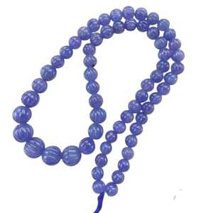 ลูกปัดทรงกลมแกะสลักจาก Tanzanite แท้ลายแตงโมอัญมณีสีฟ้าธรรมชาติผลิตจาก2025อินเดีย - Product Image 1