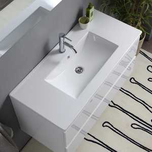 Ensemble de salle de bain Baltimora avec miroir et vasque à tiroirs blanc brillant de 100 cm - Product Image 3