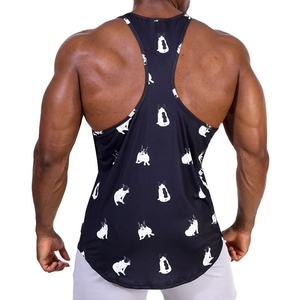 Nueva Camiseta sin Mangas Estampada para Hombre, Estilo Y-Back, con Aberturas, para Gimnasio, al por Mayor, Ropa Deportiva Lisa para Sublimación - Product Image 3