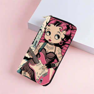 Wholesale Bettyy Boopp Cute Pattern PU Leather Wrist Wallet Multi-Color Long <strong>Zip</strong> Wallet Multi-<strong>Card</strong> Slots Slim Zipper Coin Purse - Product Image 3