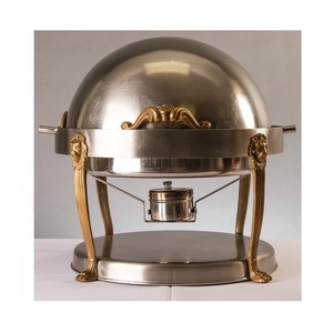 จาน Chafing Royal ทองเหลืองโลหะแฟนซี Chafing จานบ้านโรงแรมและร้านอาหารเสิร์ฟอาหารจานทรงกลม - Product Image 5