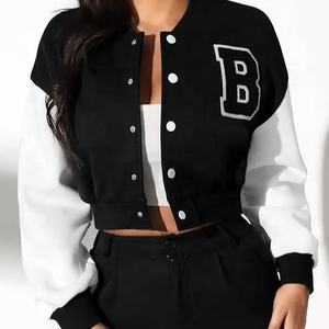 Offre Spéciale nouveau Style taille courte femmes Varsity vestes Zip up Outwear Varsity cuir respirant véritable femmes vestes - Product Image 5