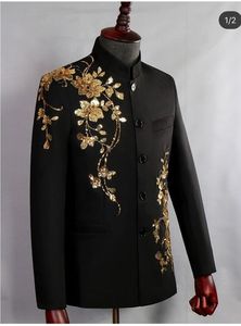 ÉLÉGANT ET MAGNIFIQUE BRODERIE ZARI DORÉE SUR COSTUME MANTEAU ET PANTALON NOIR pour FÊTE/MARIAGE @ 2023 - Product Image 2