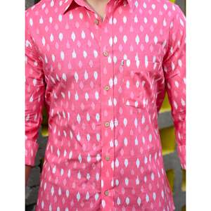 Chemise décontractée 100 % coton imprimée pour homme, manches longues, motifs floraux et pois, tissu respirant popeline/oxford/tissé, taille XL, ODM - Product Image 2