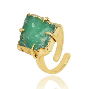 925 plata esterlina 18K chapado en oro al por mayor a granel piedra natural en bruto piedras preciosas joyería anillos de cuarzo rosa para niñas o mujeres - Product Image 5