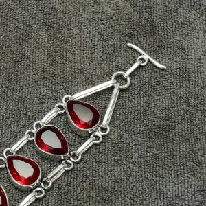 Handmade 925 Sterling Silver Garnet <b>Bracelet</b> Red Gemstone Jewelry Gift for Her or <b>Mom</b> for Parties and Christian Occasions - Product Image 4