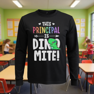 Camiseta de manga larga con estampado de dinosaurio Dinomite Dinosaur Pun de This Principal - Product Image 3