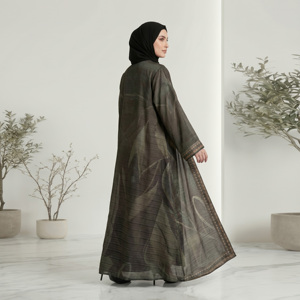 Premium Ocean Silk Open Front Modest Floor Length Abaya Cardigan Muslim Women's Fashion Coat <b>for</b> Ramadan Nightclub - Product Image 2