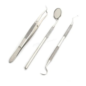 Kit de examen dental básico de alta calidad, Instrumentos dentales de diagnóstico de acero inoxidable de 3 piezas, herramientas quirúrgicas esenciales - Product Image 3