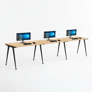 Mesa de Centro Minimalista de 3 Plazas, 360x60cm, Madera de Caucho con Patas de Hierro HBCO061 - Product Image 1