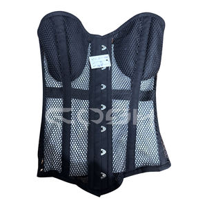 Corset amincissant surbuste en maille noire avec baleines en acier, bonnets arrondis, baleines en coton et garniture - Product Image 1
