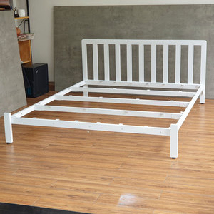 Base de Cama con Estructura de Hierro de Diseño Minimalista, con Madera de Caucho, Ensamblaje Estable, Acero Pintado en Blanco/Negro GN68049 - Product Image 6
