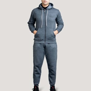 Conjunto de pantalones de chándal deportivos informales y Sudadera con capucha para niños de otoño e invierno, chándal elástico tejido con cremallera con capucha y logotipo para uso en el gimnasio - Product Image 1