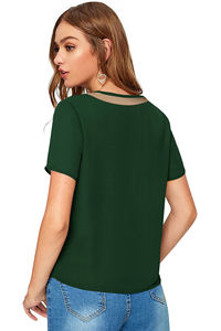 Lo último en Tops de punto de moda de Color verde indio exclusivo de Boutique India Ropa regular cómoda para mujeres Tops cortos - Product Image 3