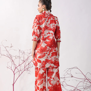 Conjunto de cordón Kurti de algodón puro con estampado Floral de diseñador Vestido Kurta Palazzo de oficina con cintura natural a precio de fábrica - Product Image 1