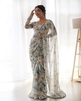 Filet de broderie lourde Saree fête de mariage Festival indien mariée poids léger femmes Sari femmes Boho robe Sarees prêt à porter