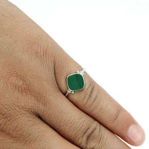 เครื่องประดับแหวนแฮนด์เมดทำจากเงินสเตอร์ลิง925พร้อมชุดฝาแหวนโบฮีเมียนหินมาลาไคต์ธรรมชาติสำหรับผู้หญิงขายส่ง - Product Image 3