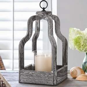 Candelabros de farol de madera con estilo para decoración del hogar para artesanía con estilo durante Ramadán Navidad Día de San Valentín - Product Image 1