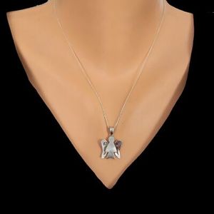 Colgante de Ángel de Oro de 14K con Alas de Plata de Ley 925 Blanca, Bañado en Rodio, Forma Geométrica, Zirconia, Diamante, Oro Rosa de Moda, Cristiano - Product Image 1