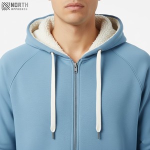 Oem personalizado hombres cremallera pulóver Sudadera con capucha invierno Casual algodón poliéster bordado tejido impreso bolsillo Reversible - Product Image 4