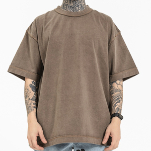 เสื้อยืดวินเทจสีเทาพิมพ์ลายดิจิทัลคอเสื้อโอเวอร์ไซส์พิมพ์ลายกรดซักได้ตามต้องการขนาด220แกรม100% - Product Image 2